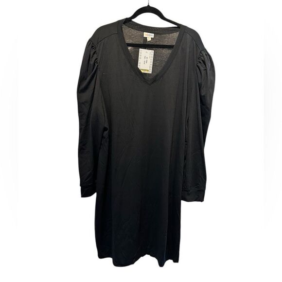 NWT LulaRoe Plus Size “Ava” Black V Neck Mutton Long Sleeve KneeLength Dress 3XL - Picture 2 of 9